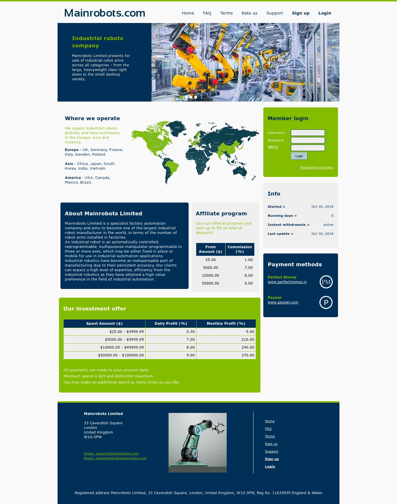 Investment HYIP Mainrobots Limited