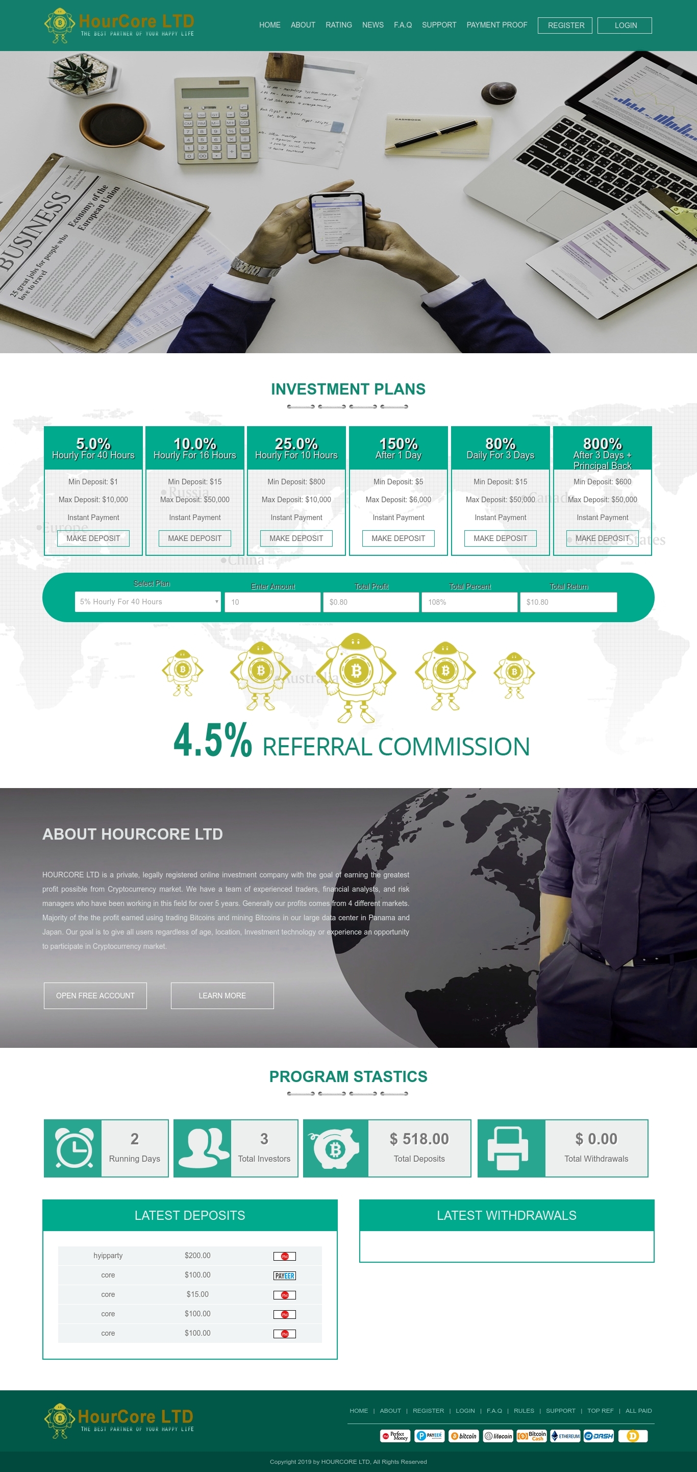 Invest project Hourcore