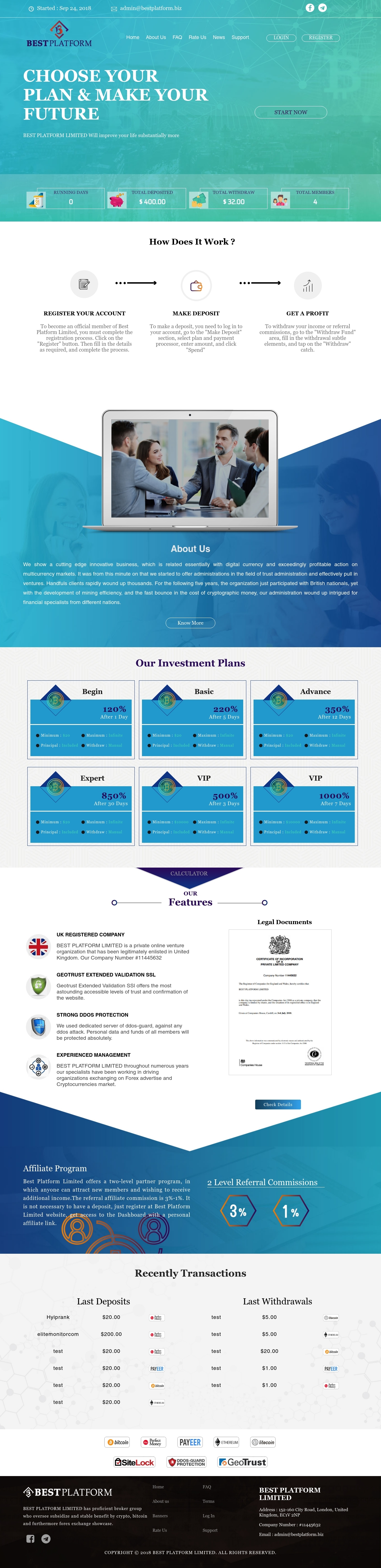 HYIP project Best Platform Limited
