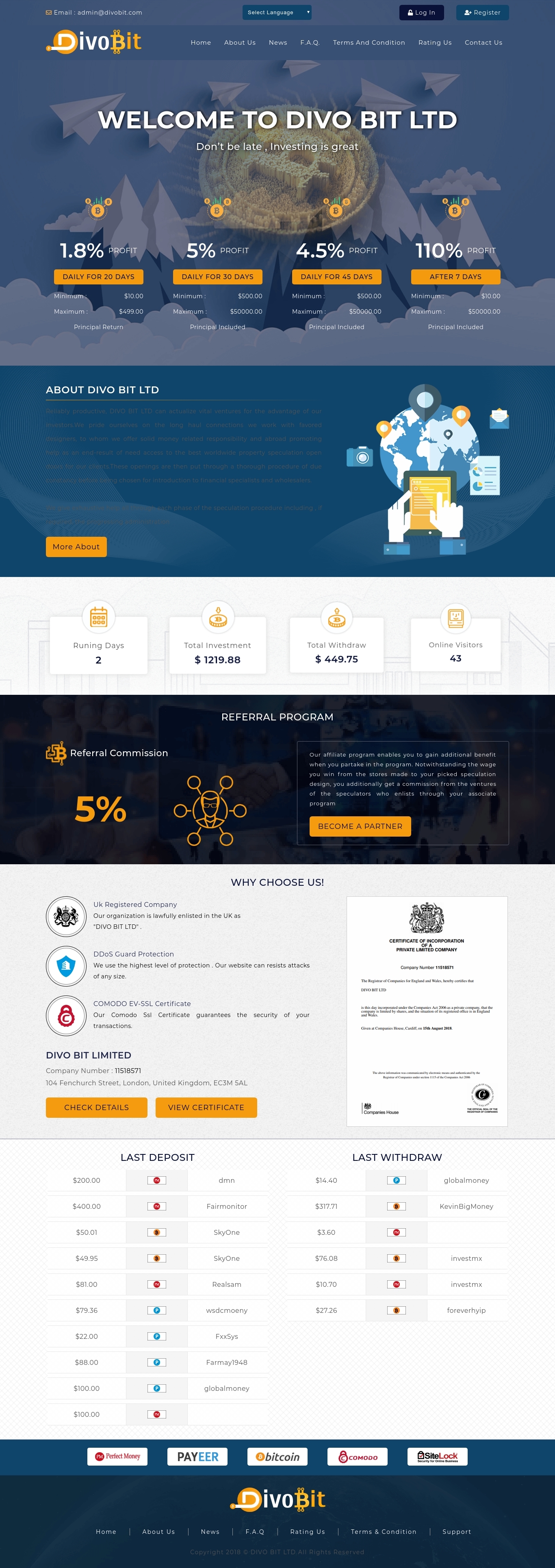 Invest project Divobit