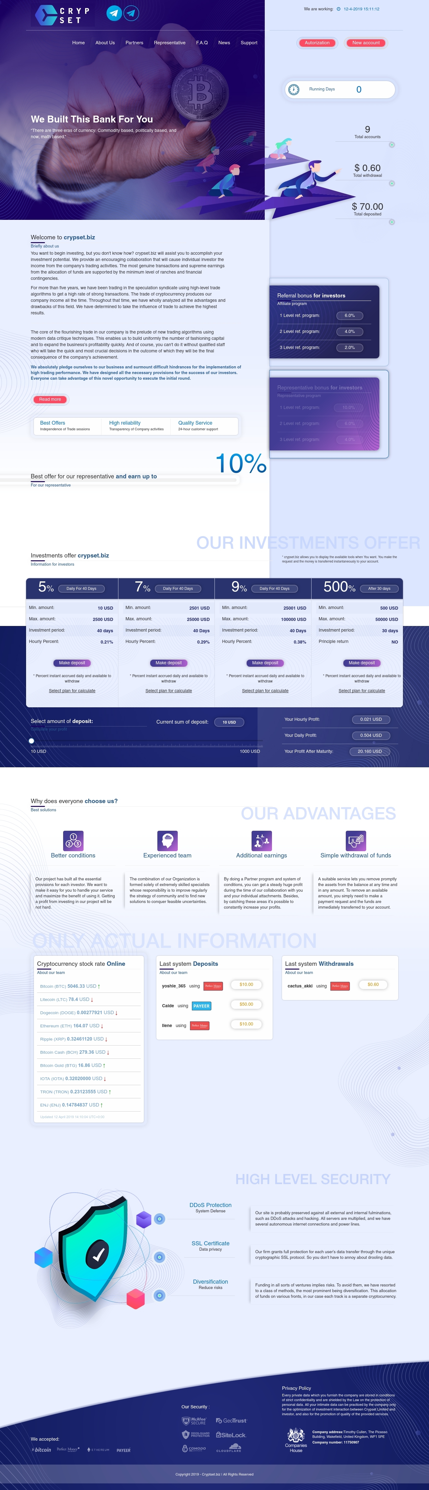 Invest project Crypset