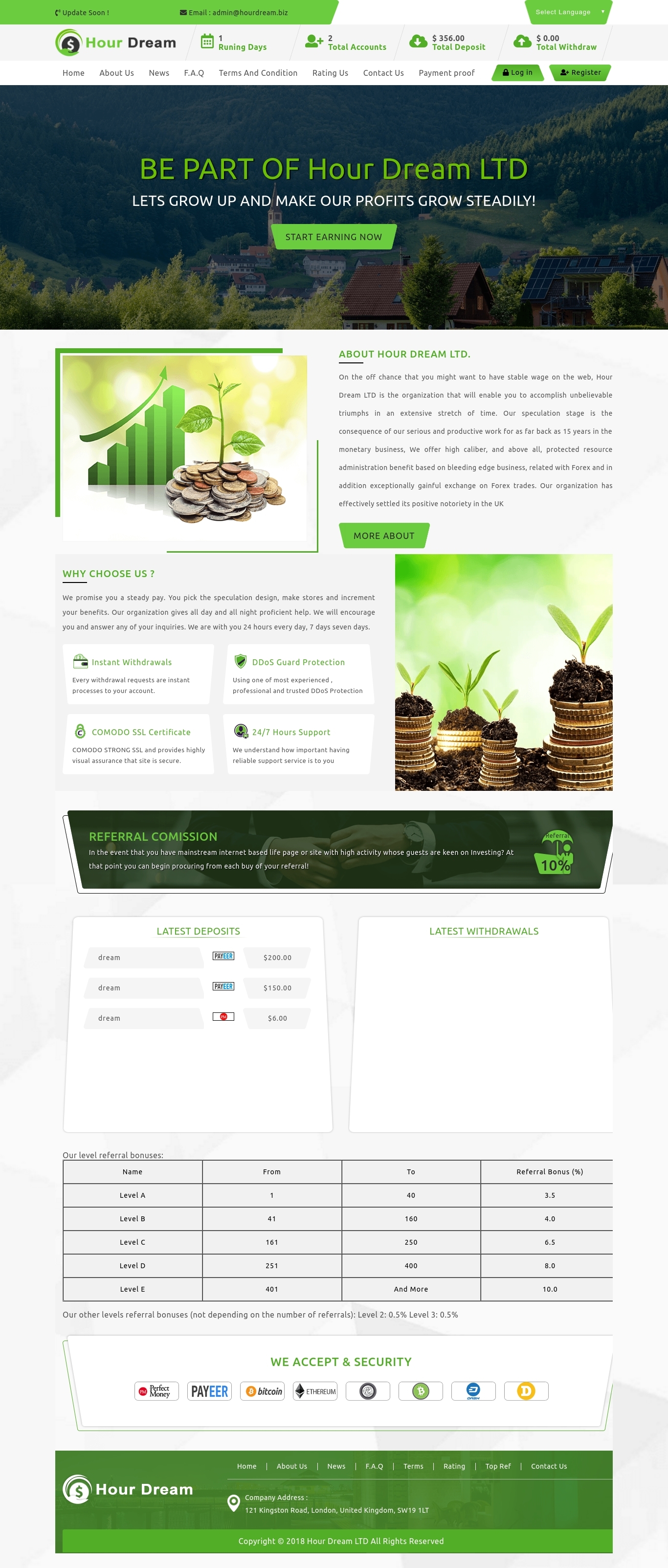 Investment project Hour Dream LTD